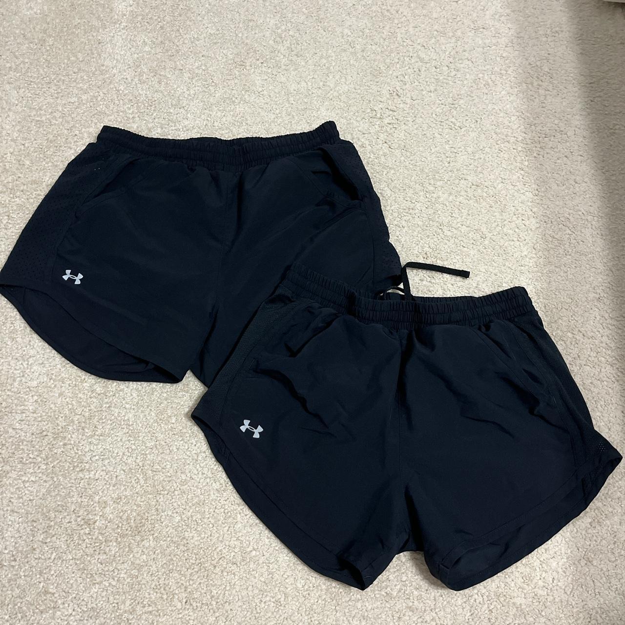 under armor black shorts , size xs, left shorts/grey
