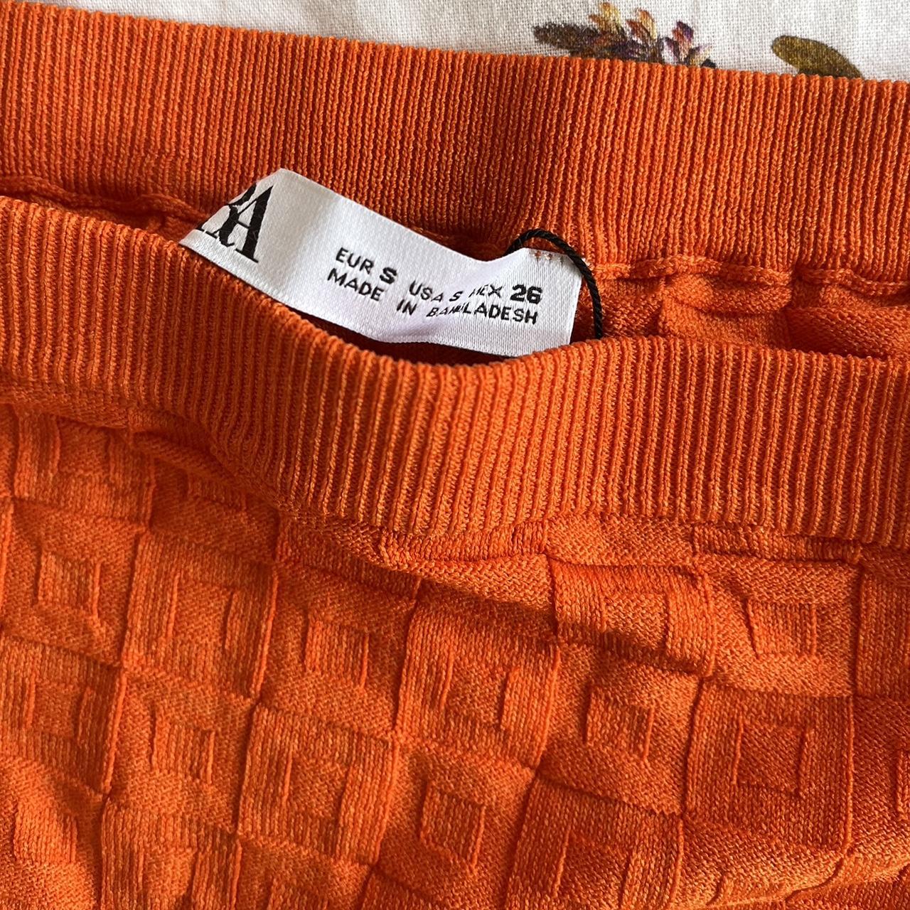 Zara orange jacquard co-ord 90’s style mini skirt to... - Depop