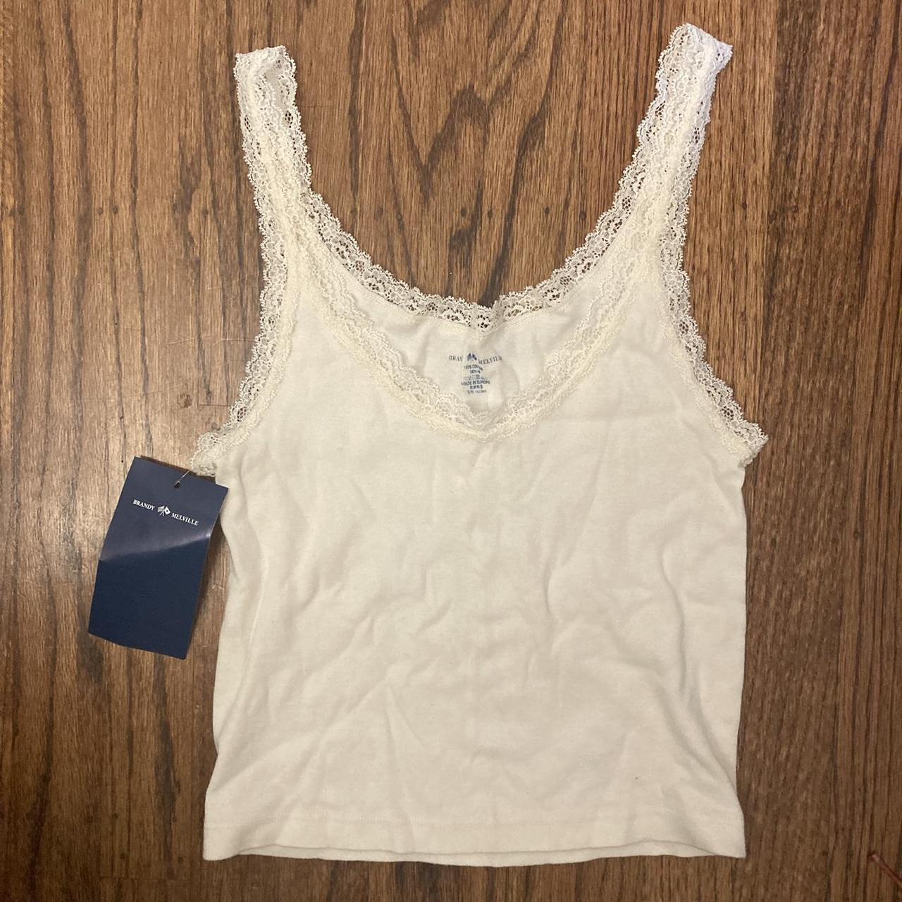 BRANDY MELVILLE XS/S Cream Colors Lace Trim Tank... Depop