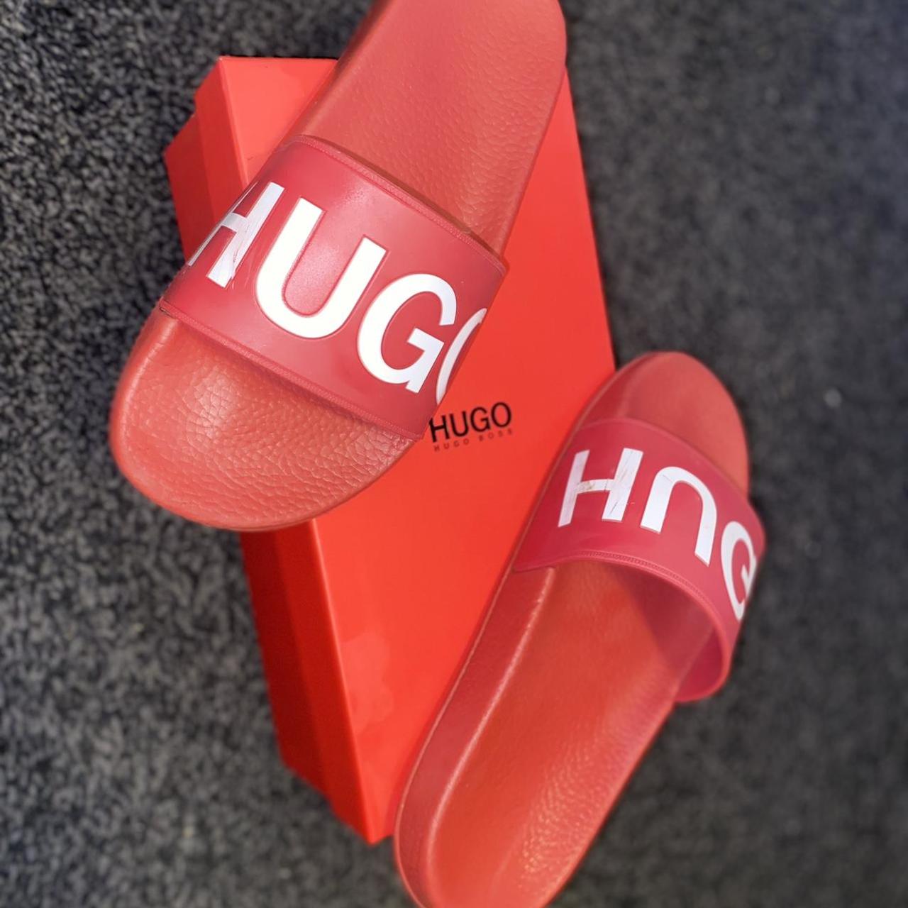 mens black hugo boss sliders