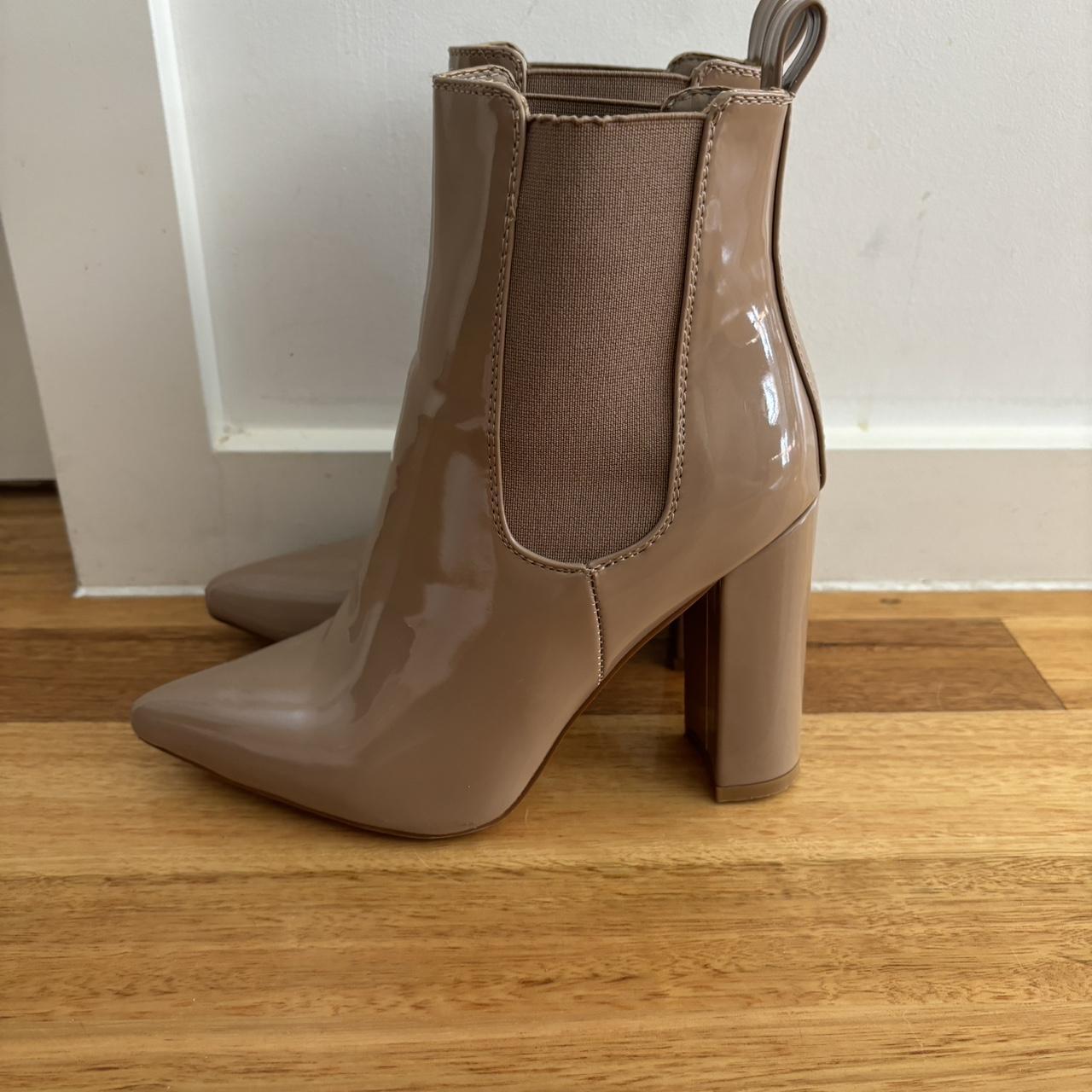 Billini Camel Patent Ankle Boots, Size 6AU. These... - Depop