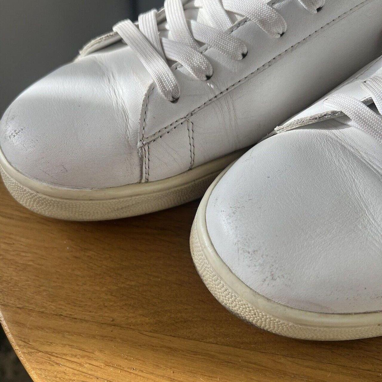 Mens White Leather Emporio Armani Trainers Size Uk... - Depop