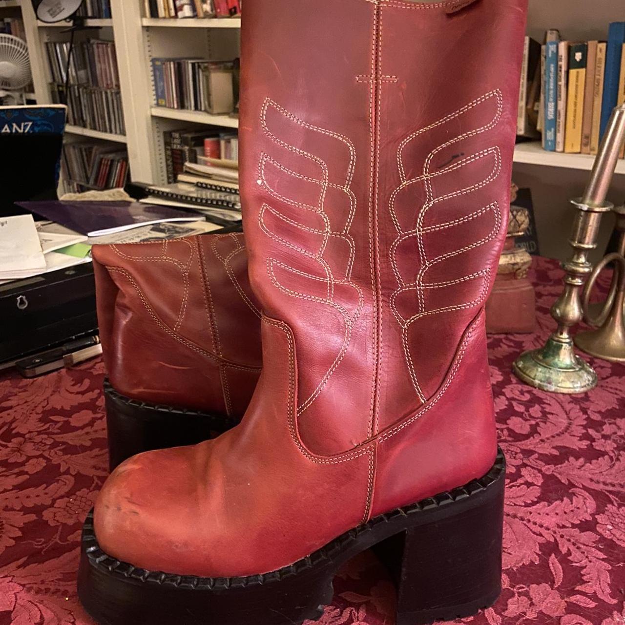 John Fluevog Shoes Red Flag Boots John Fluevog Derby Swirl Boots