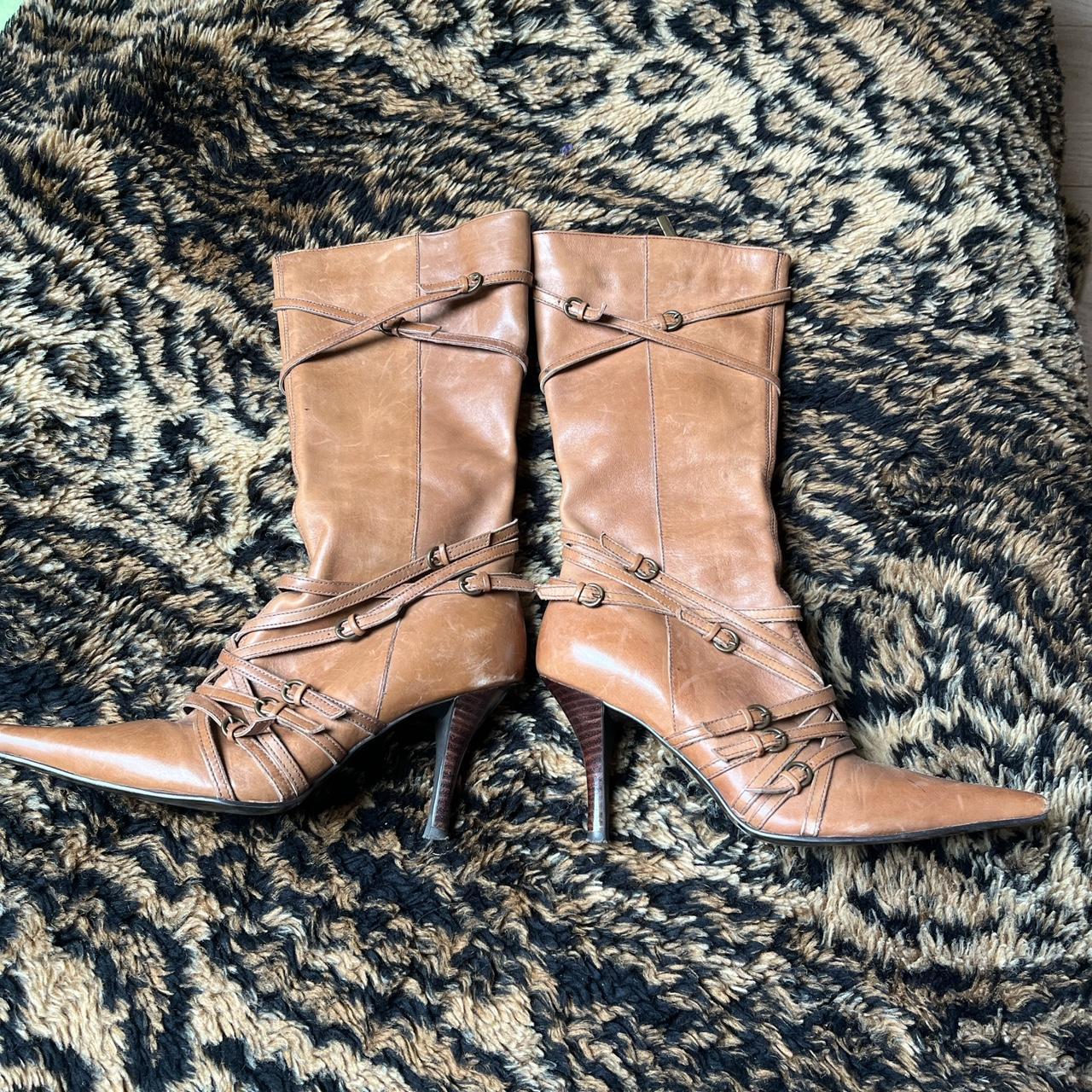 Brown boots river island hotsell