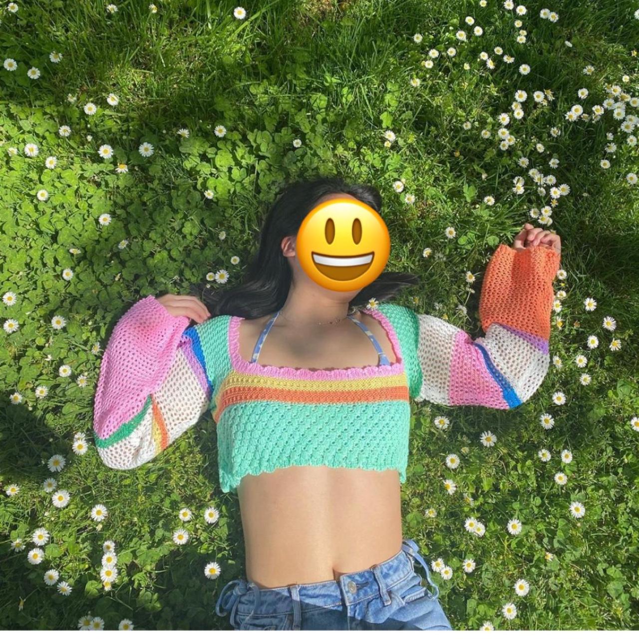 iconic amazon crochet sweater worn twice enjoy the... Depop