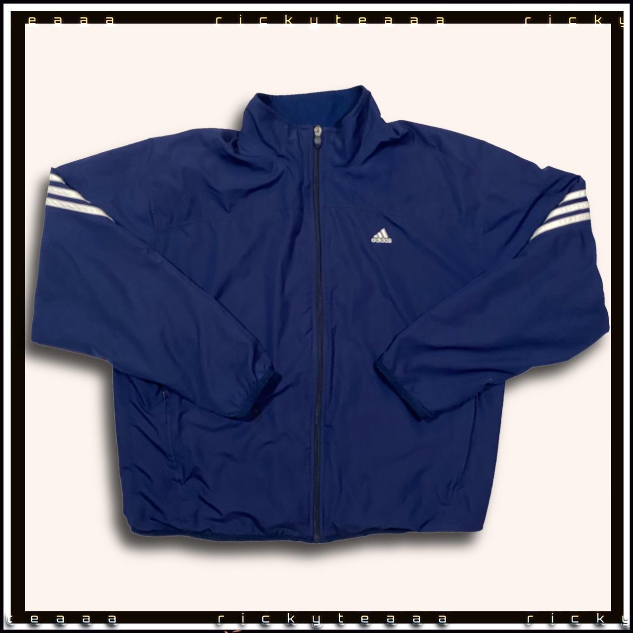 Navy Blue Zip-Up Early 2000s Retro ‘Adidas’... - Depop