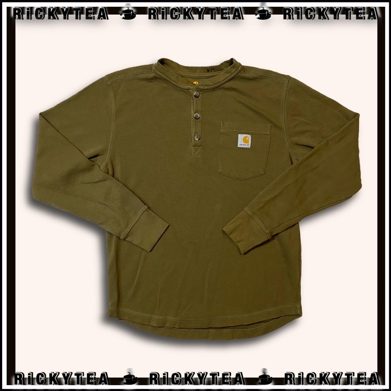 Olive Green Carhartt Stretchy Henley Long Sleeve... Depop