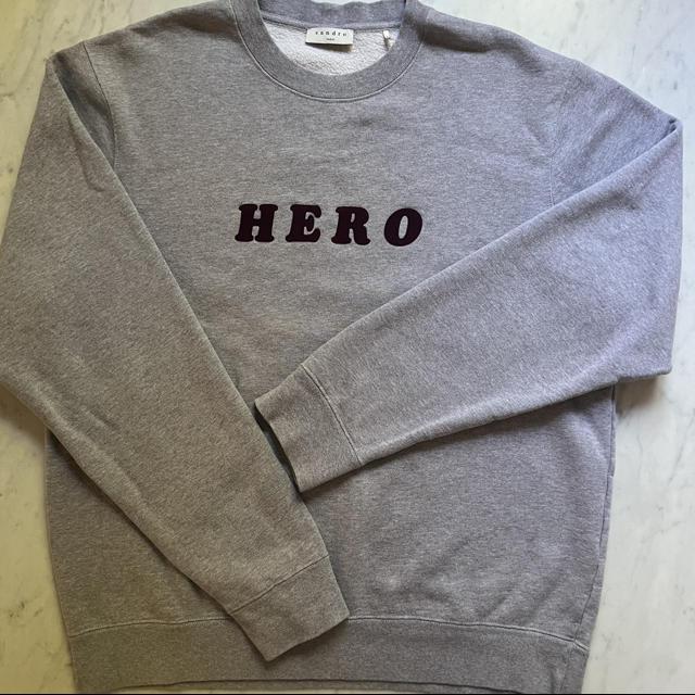 MENS HEATHER GRAY DESIGNER HERO CREWNECK BY SANDRO Depop