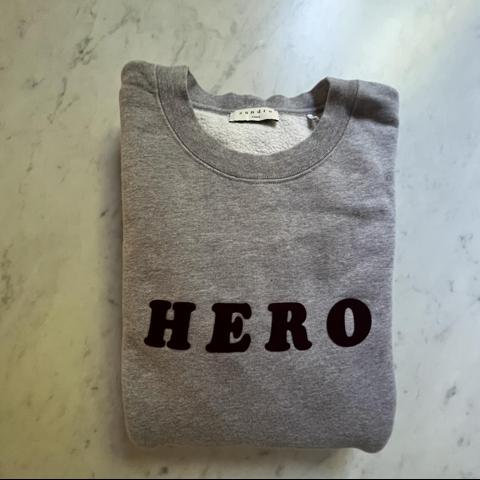 MENS HEATHER GRAY DESIGNER HERO CREWNECK BY SANDRO Depop