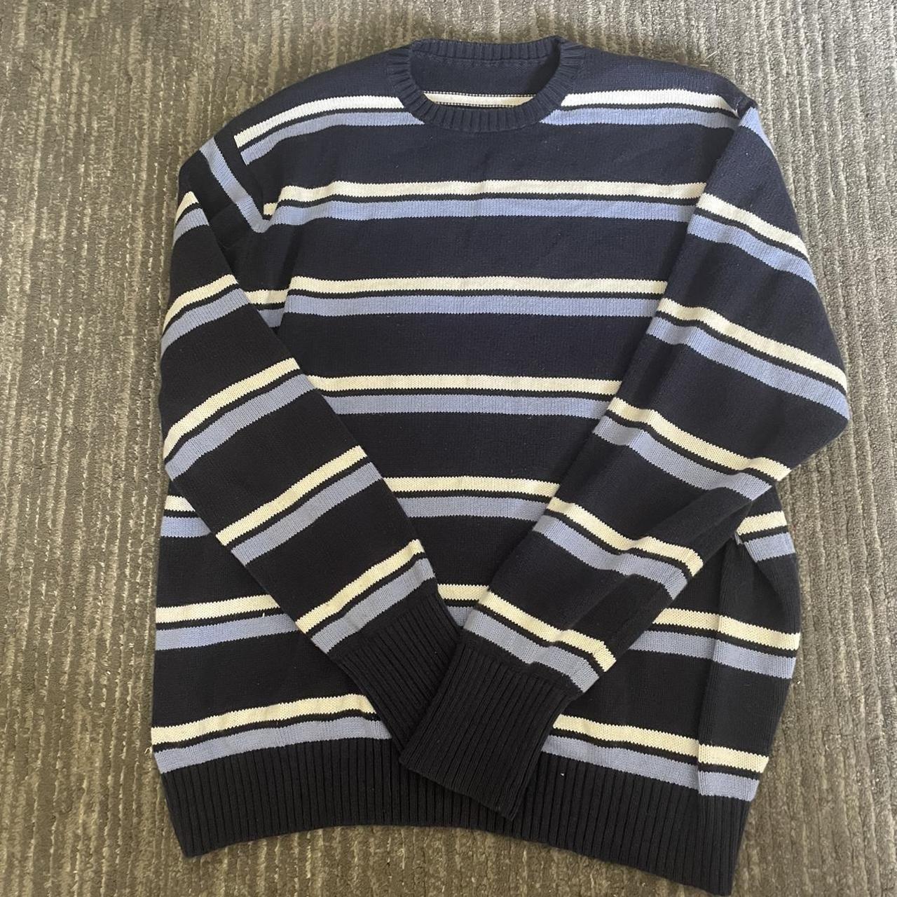 Brandy Melville Women's Navy and Blue Jumper | Depop