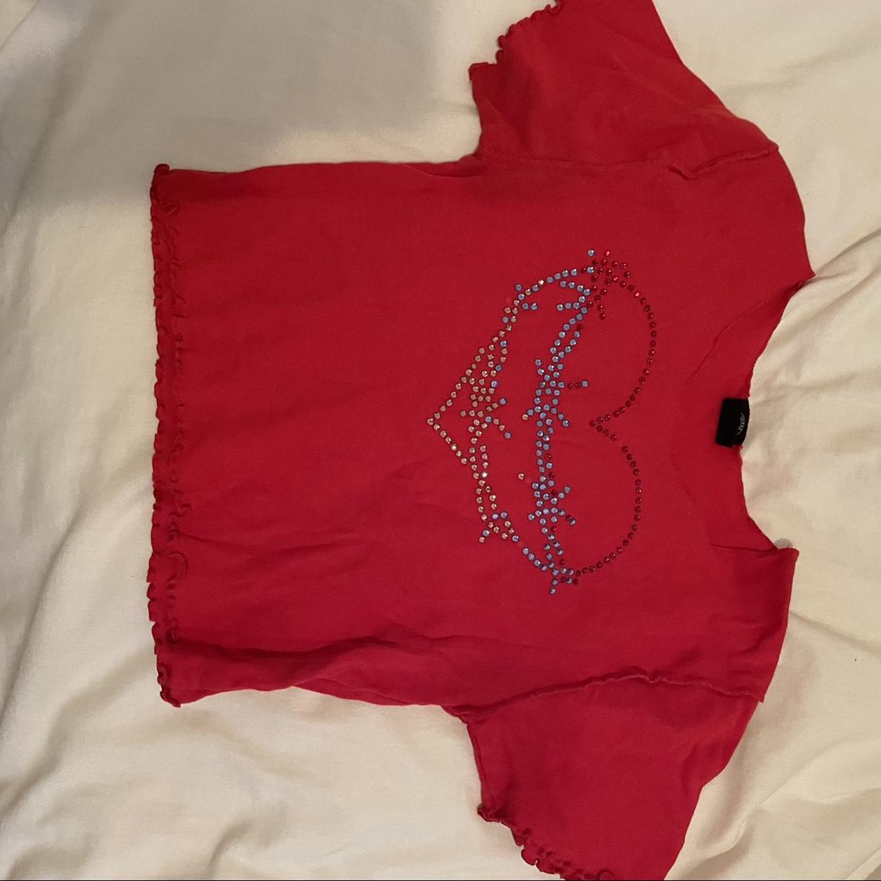 red baby tee from urban outfitters ️ soft, labeled... Depop