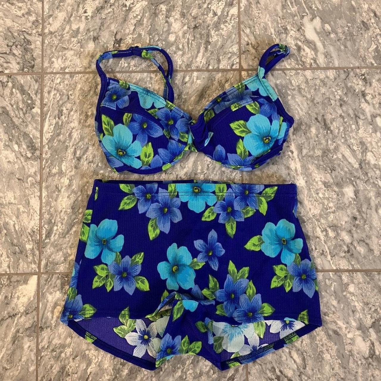 Vintage bathing suit! Vibrant colors of blue, green,... Depop