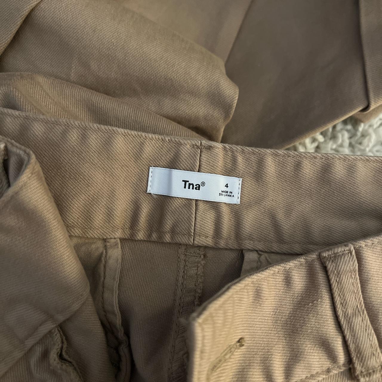 Aritzia Women's Tan and Cream Trousers Depop