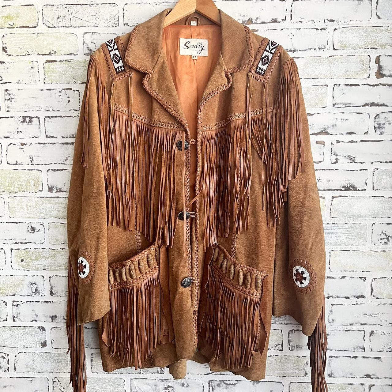 2024 Vintage Scully Tan Suede Fringe Jacket