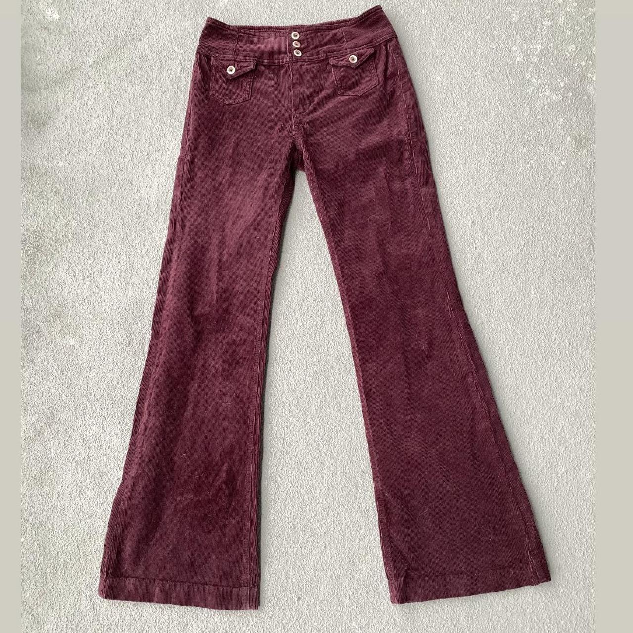 Anthropologie Women's Burgundy and Red Trousers | Depop