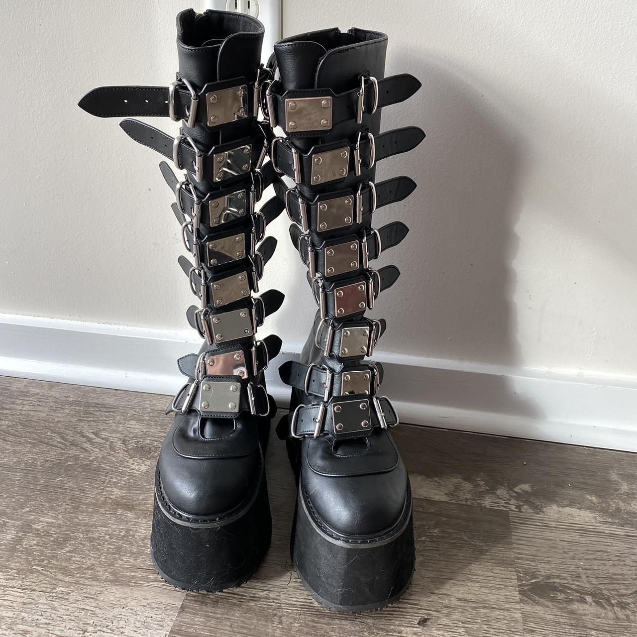 Demonia Women's Silver and Black Boots