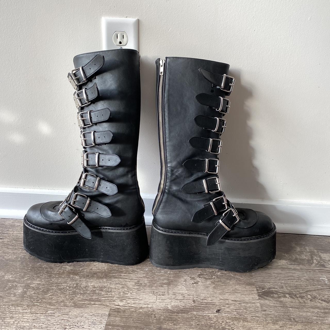 Demonia Women's Silver and Black Boots (3)