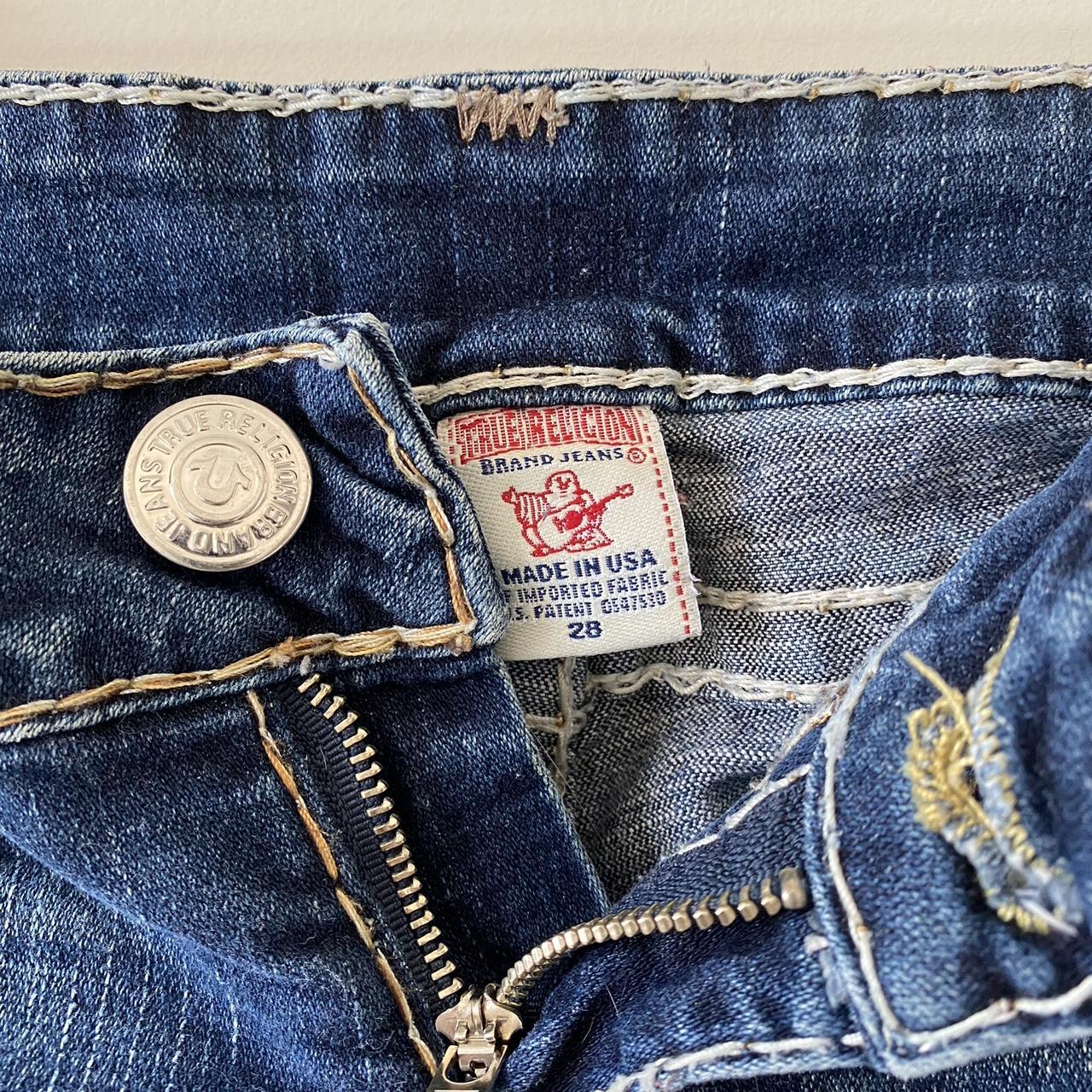 Vintage 2000s y2k dark wash True Religion low rise... - Depop