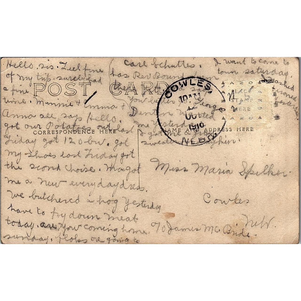 1910 BLUE HILL NEBRASKA SCHOOL BUILDING AND STUDENTS... Depop