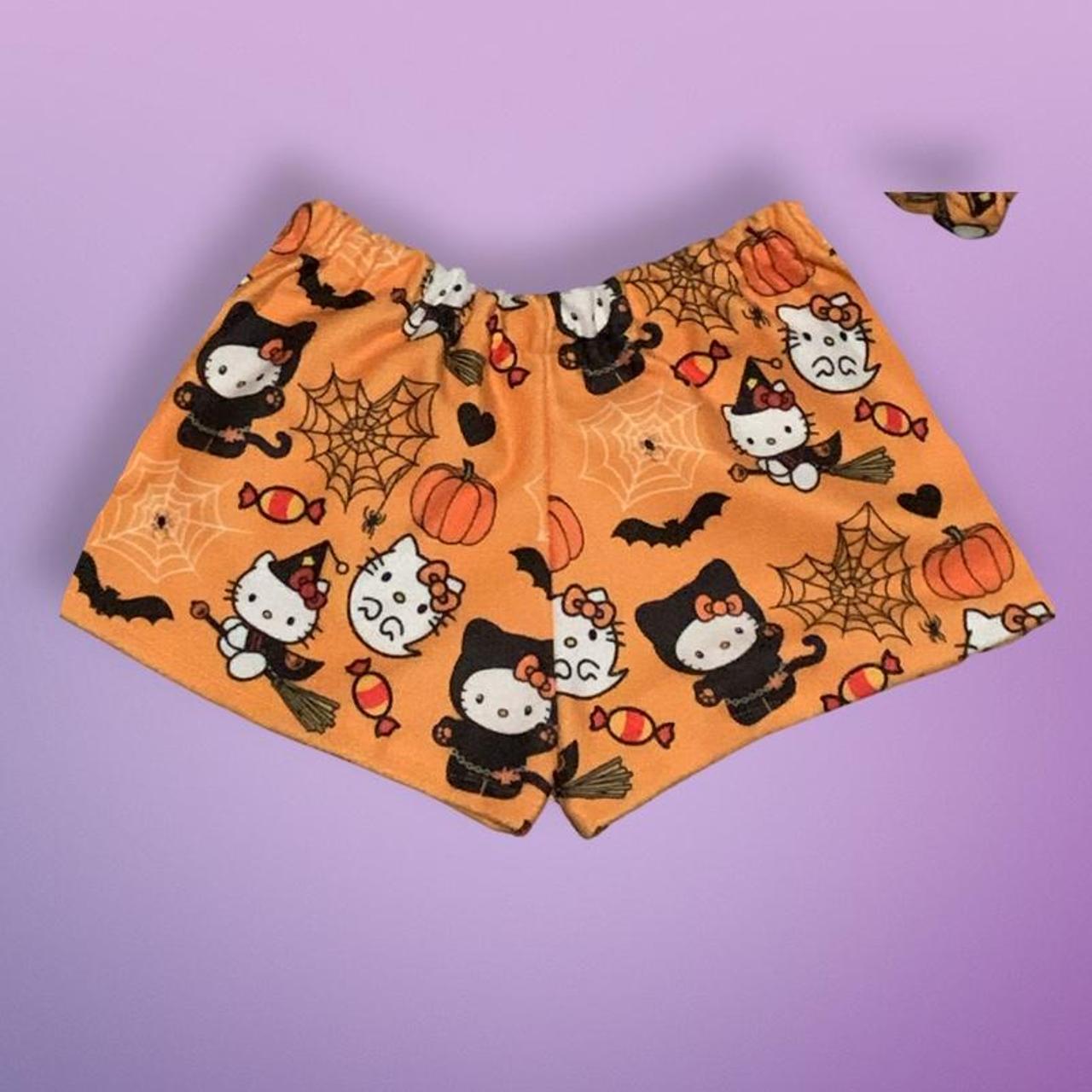 Orange Hello Kitty Fleece Shorts These Are Handmade Depop