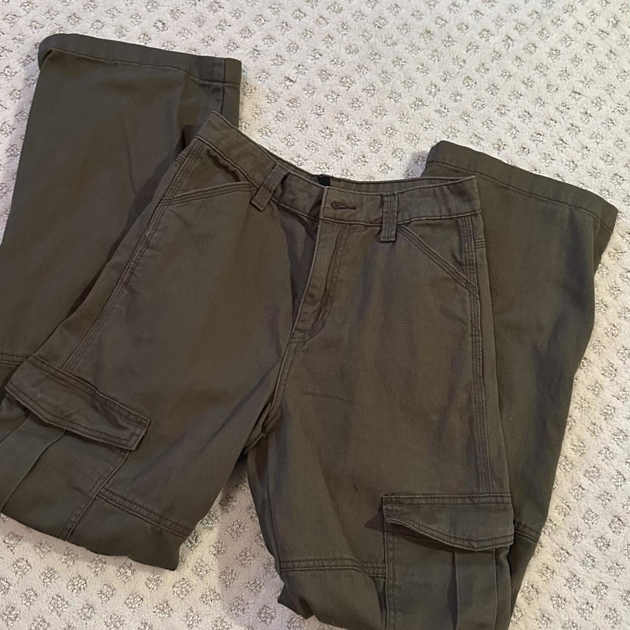 cargo jeans from h&m size 0 olive green color... - Depop