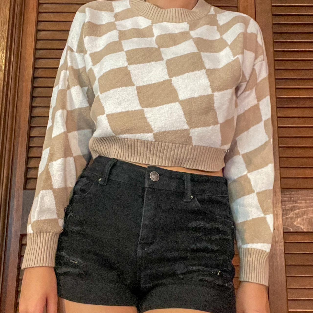 Tan and cream checkered hollister