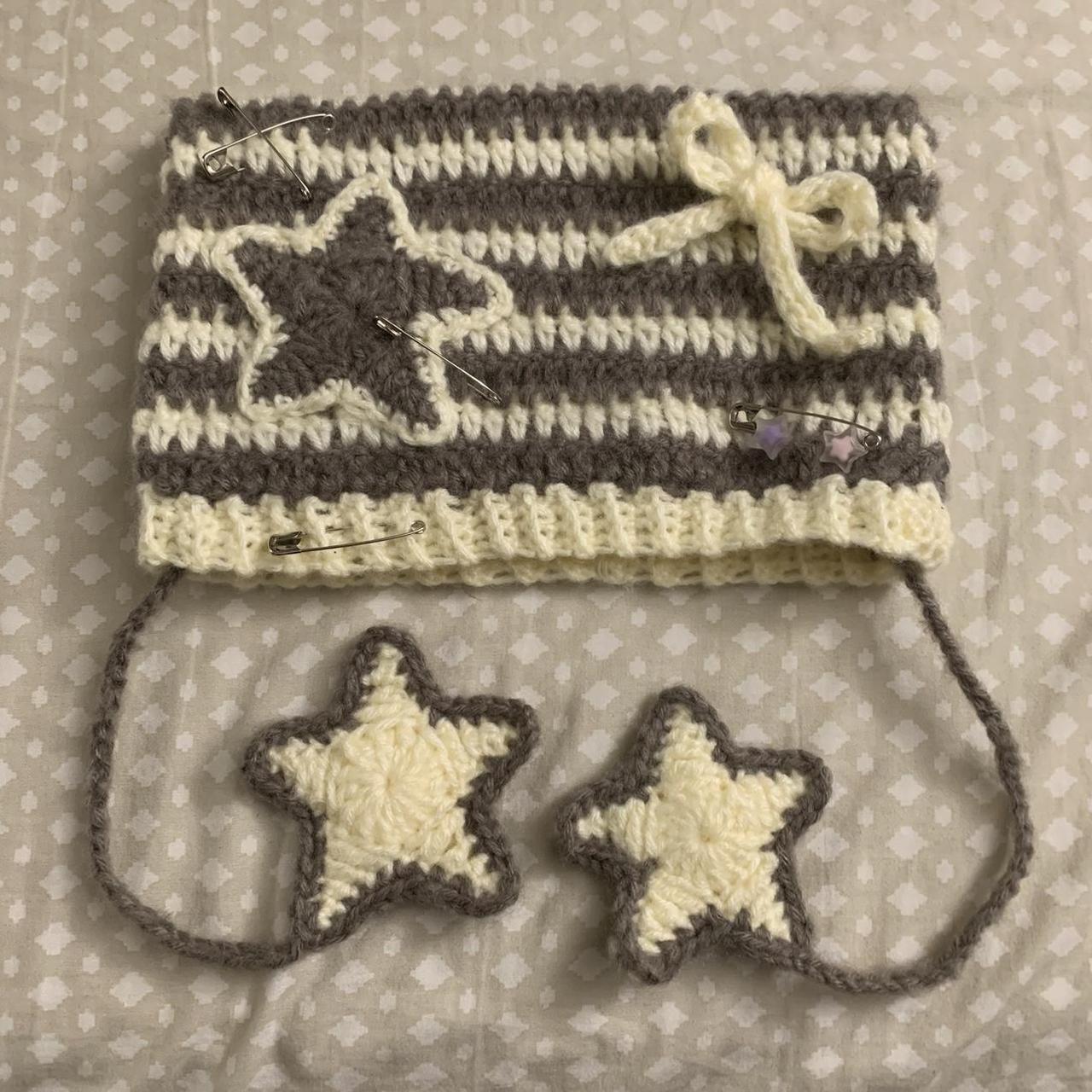 cottage fairy crochet cat beanie ☆ striped cat... Depop