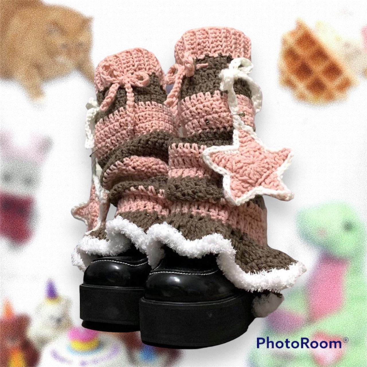rose latte crochet leg warmers , ☆ blush pink and
