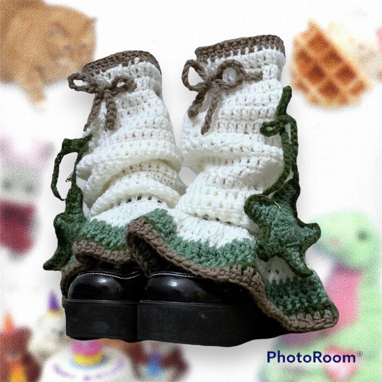 forest fairy star crochet leg warmers , soft white