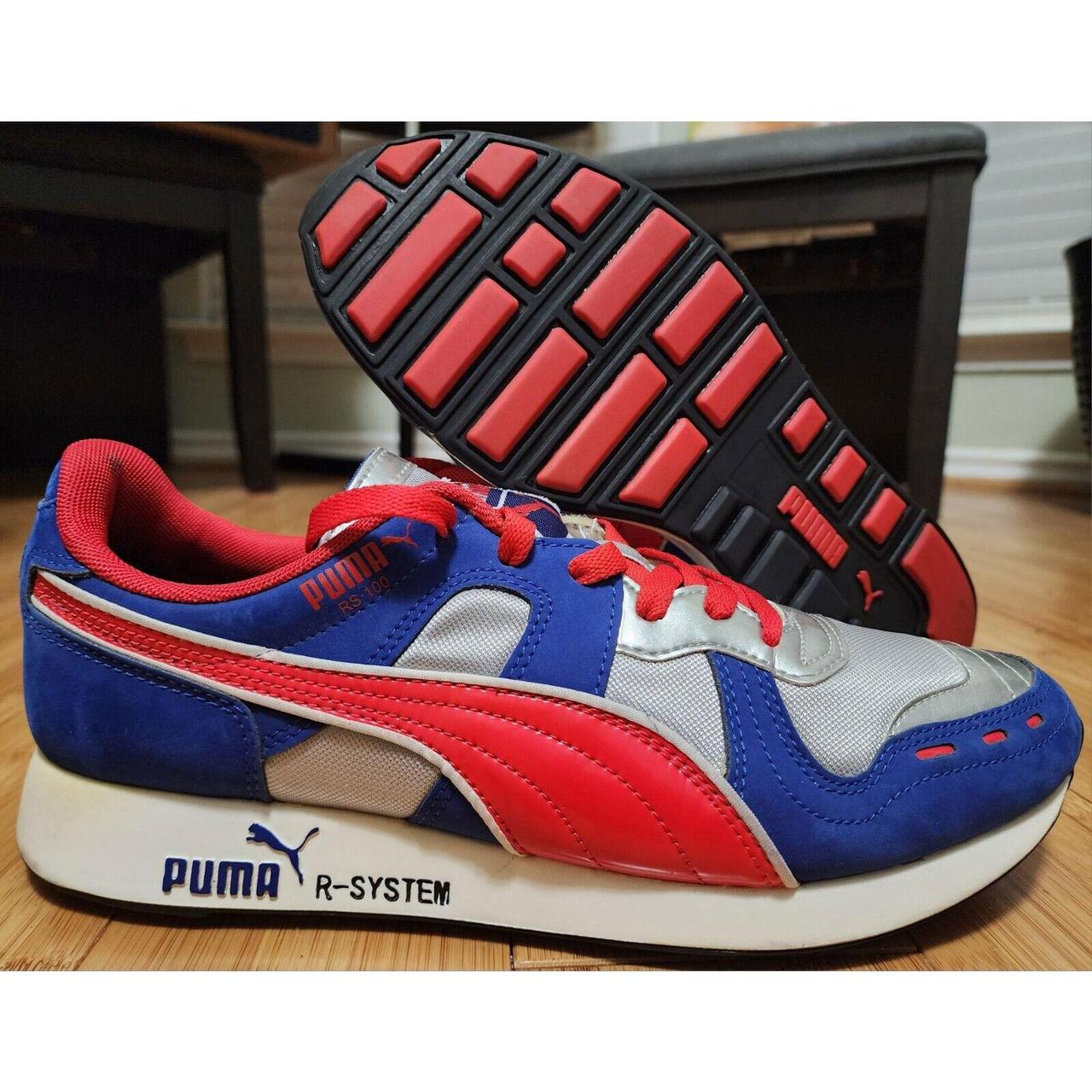 Puma R System RS 100 Leather Suede Red Blue Fashion. Depop