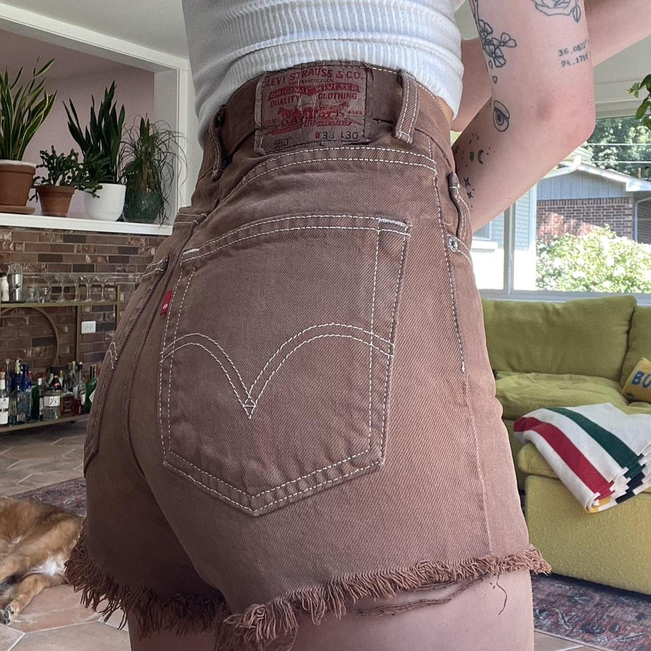 Brown levi shorts cheap