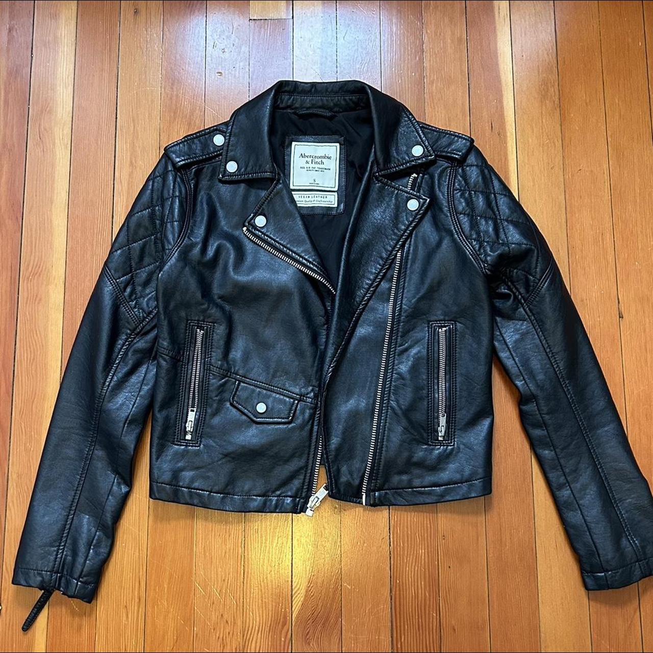 Abercrombie vegan leather biker jacket Perfect... - Depop