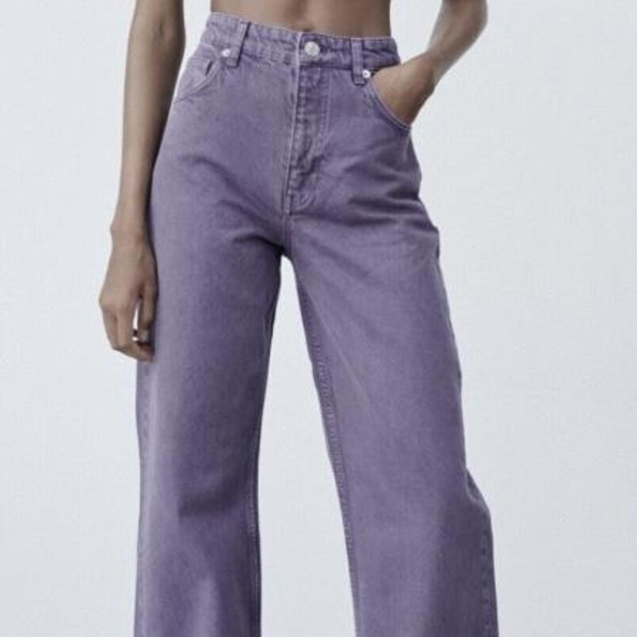 🪐 beaut Zara purple wide leg jeans marked as a... Depop