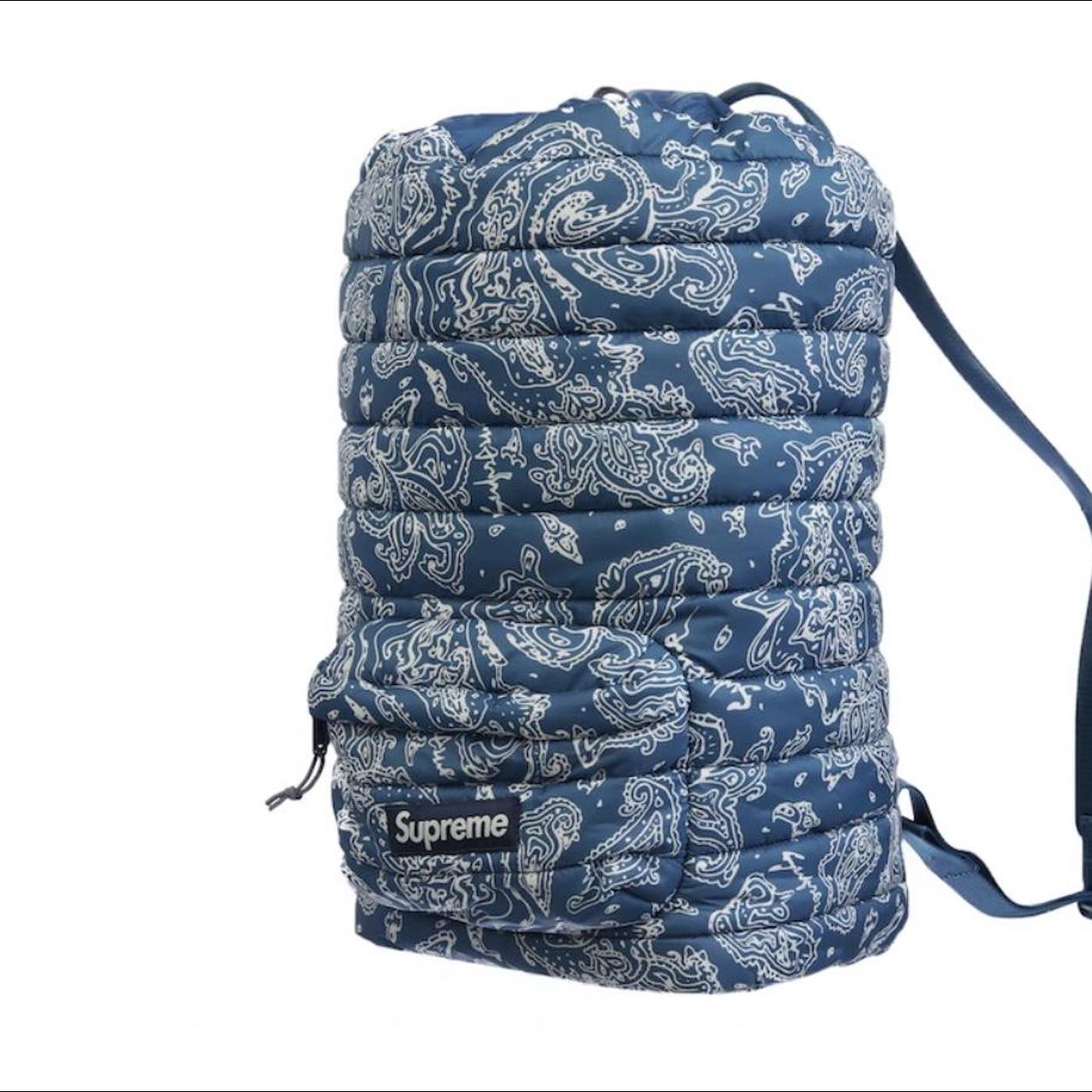 Supreme Puffer Backpack Blue Paisley Bookbag Bag FW22