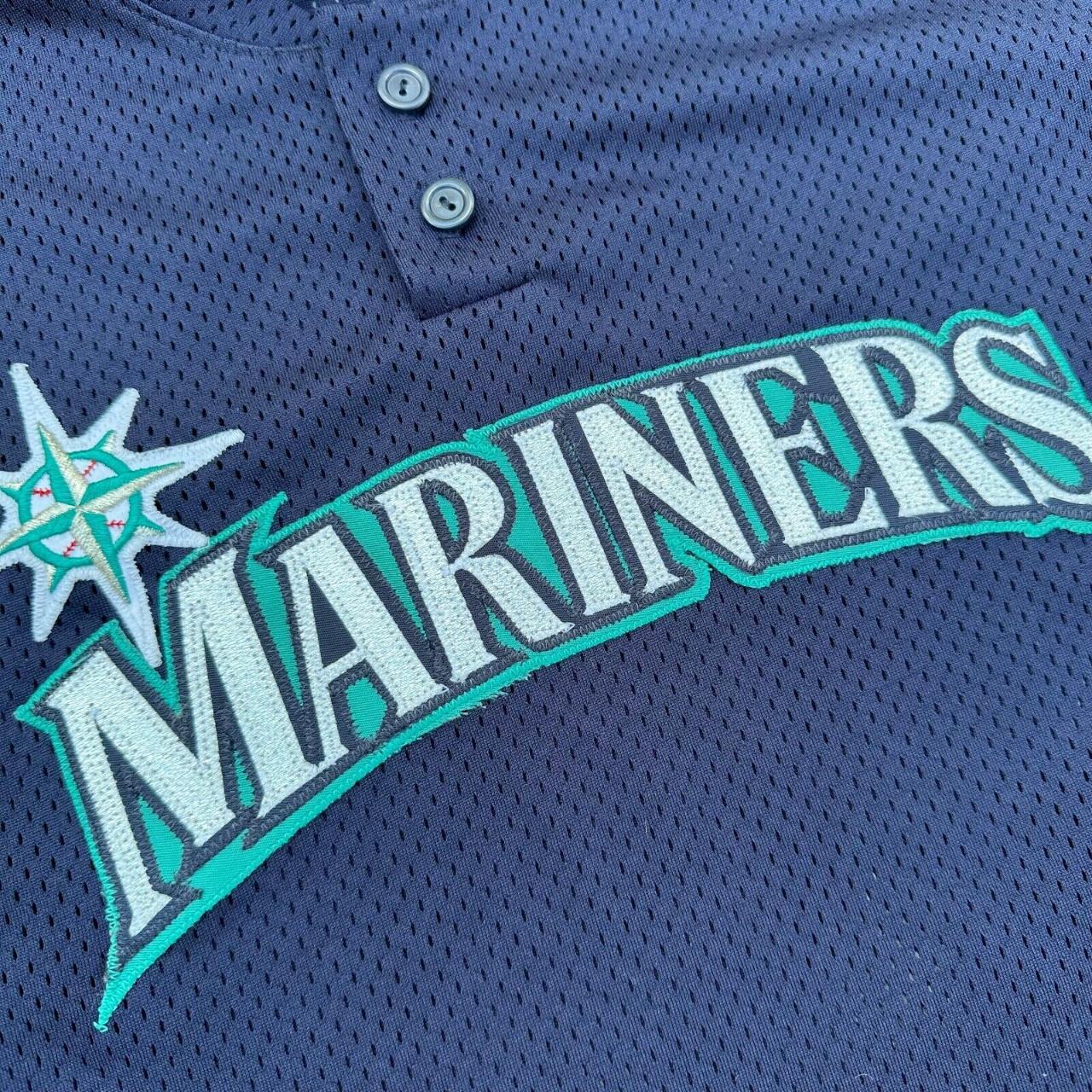 VTG Majestic Seattle Mariners Baseball Blue Mesh MLB Jersey Made In USA XL