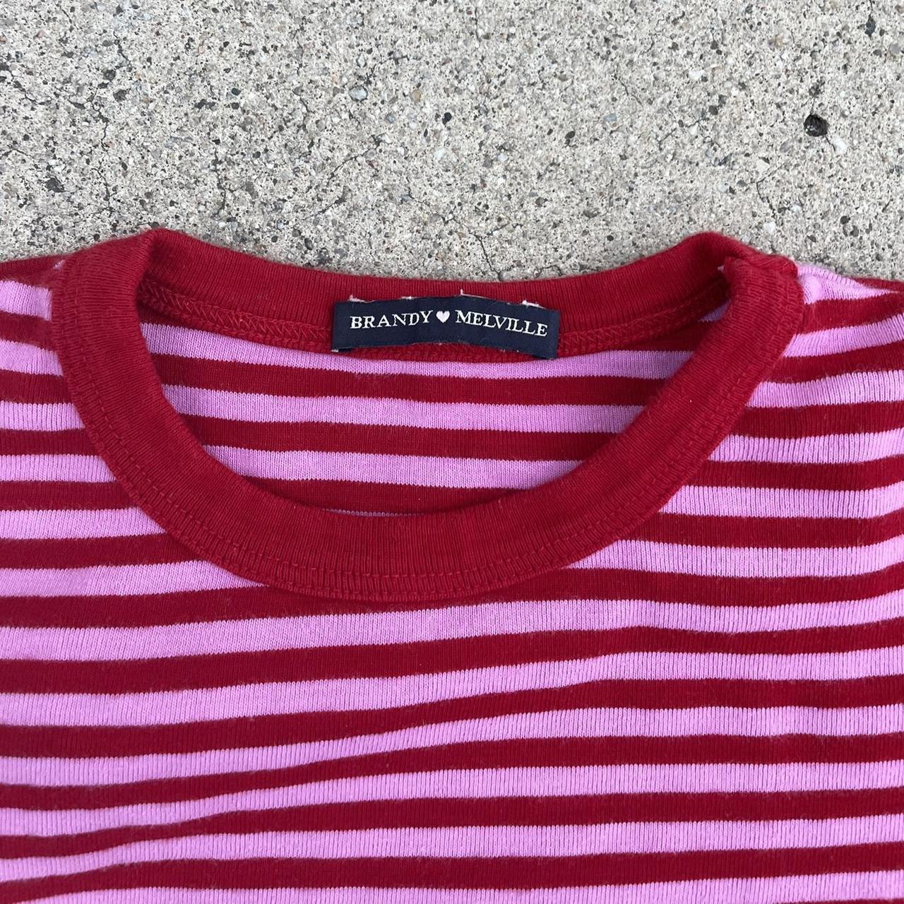 Brandy Melville stripped baby tee In great... Depop