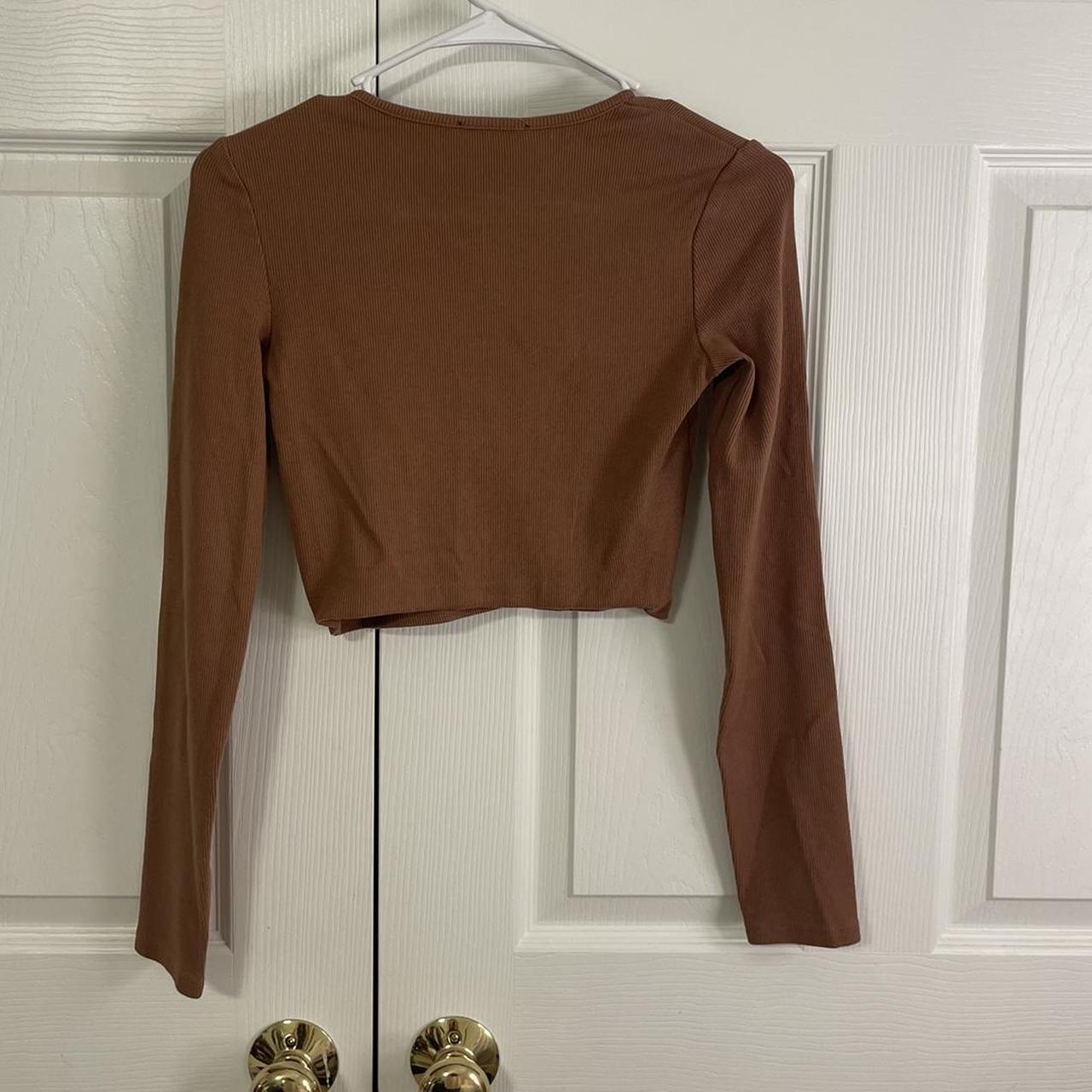 Zara cropped button up long sleeve shirt excellent... Depop