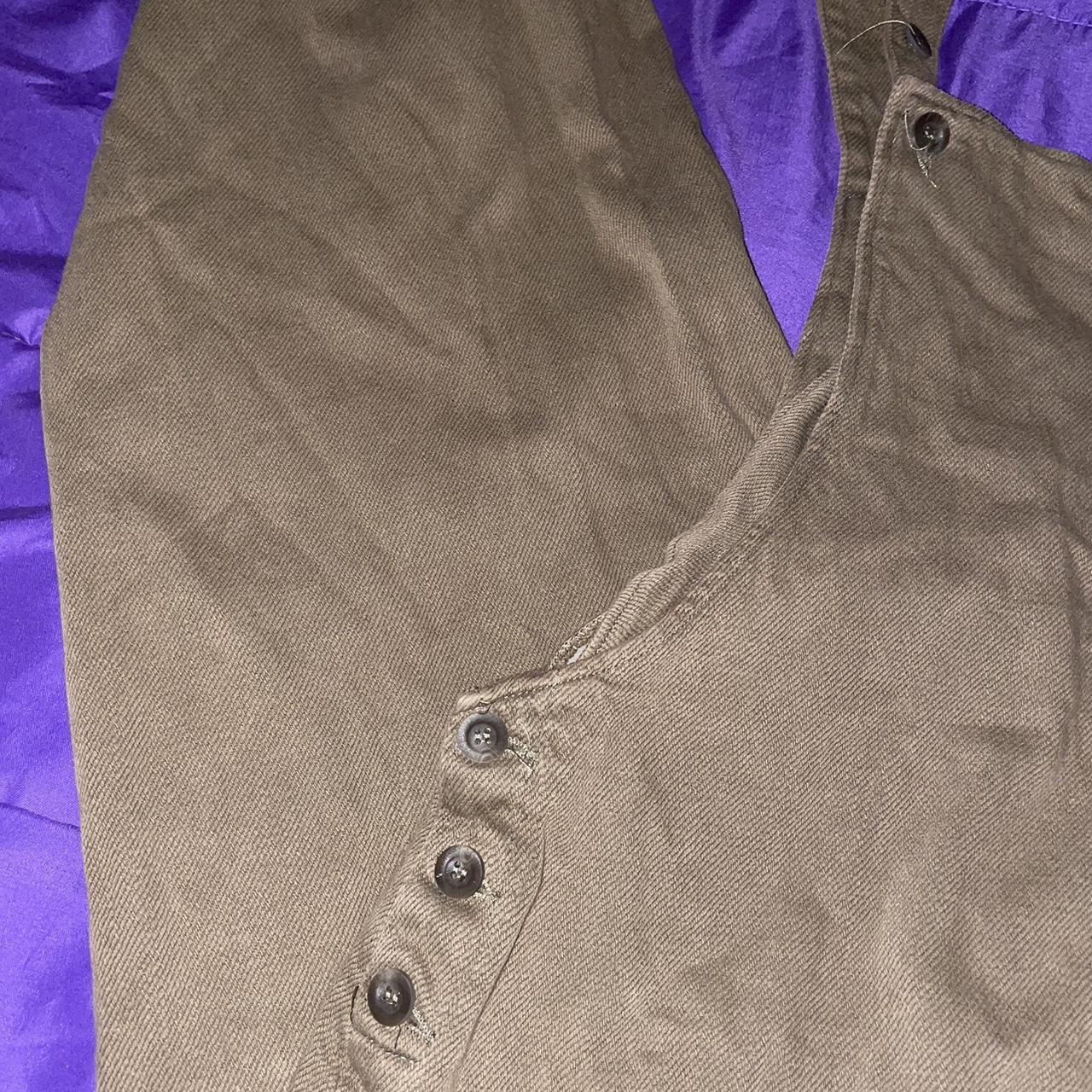 Brown denim overalls with buttons and pockets. No... - Depop