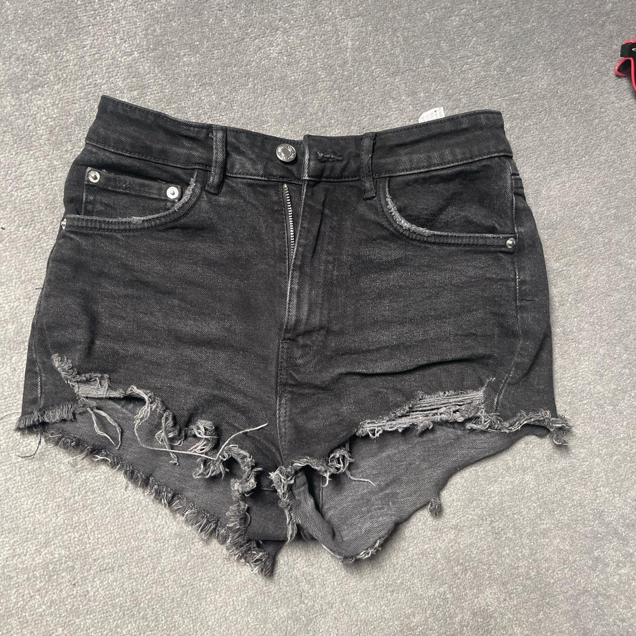 Black Zara denim shorts Size 8 Perfect Condition... - Depop