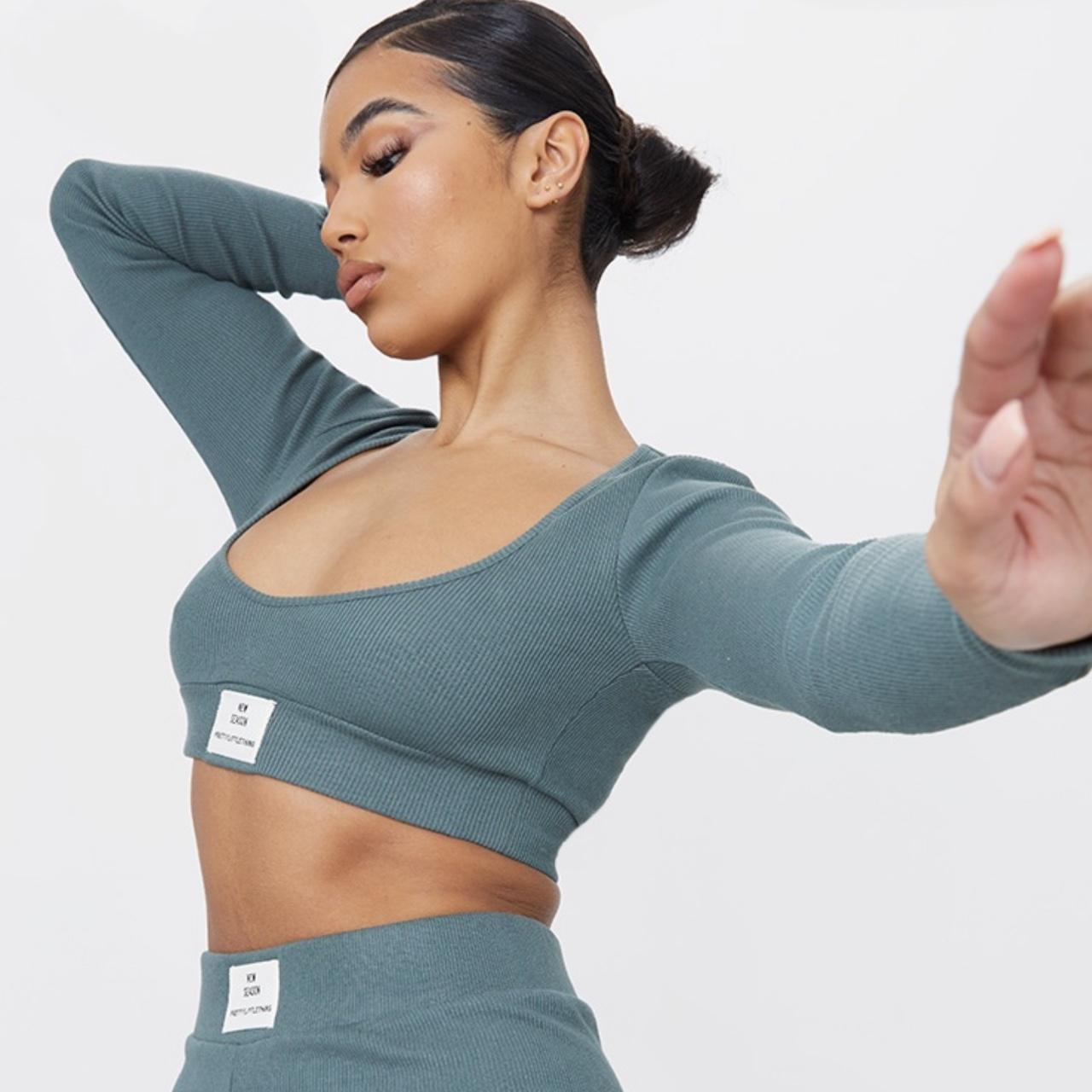 PRETTYLITTLETHING Khaki Sport Crop Top