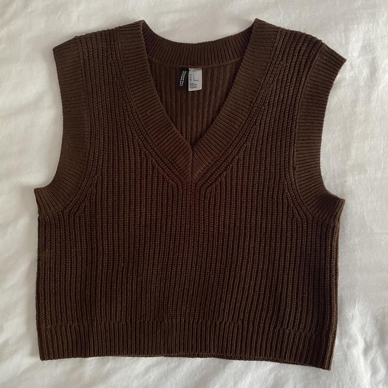h&m brown ribknit sweater vest size small only... Depop