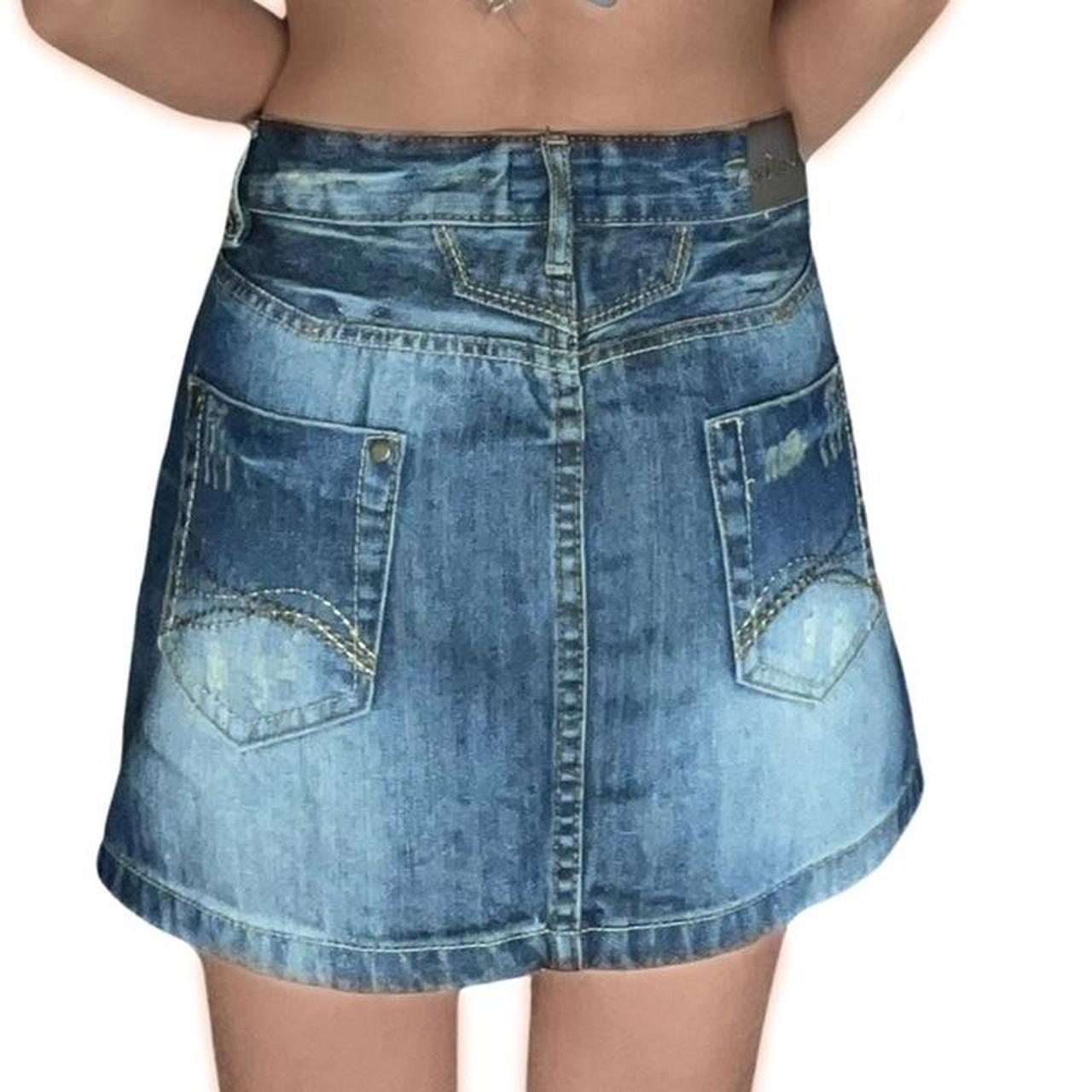 Y2k denim skirt vintage y2k navy denim skirt waist... - Depop