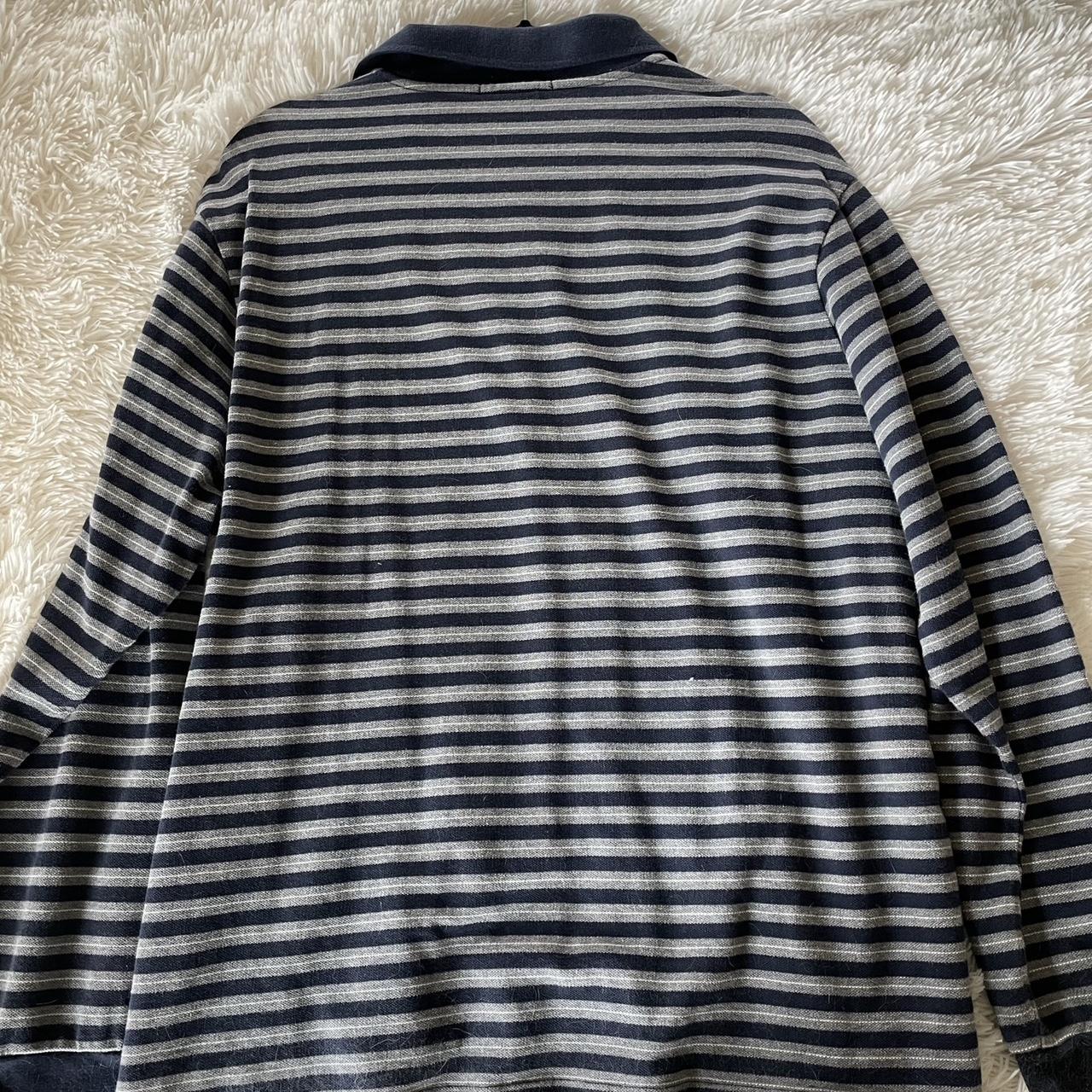 vintage long sleeve oversized striped polo ///... - Depop