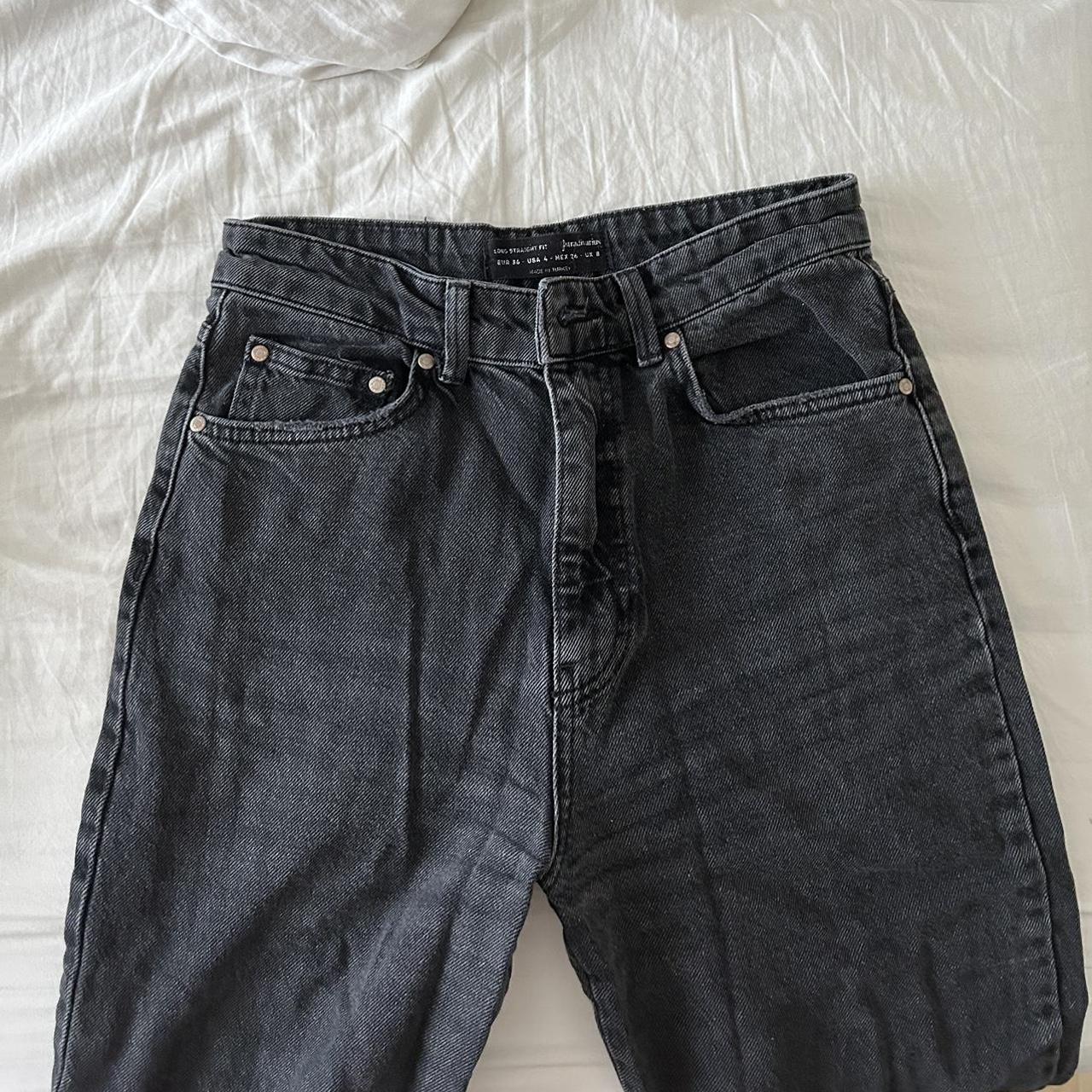 stradivarius jeans black ripped size eu36 dm me... Depop