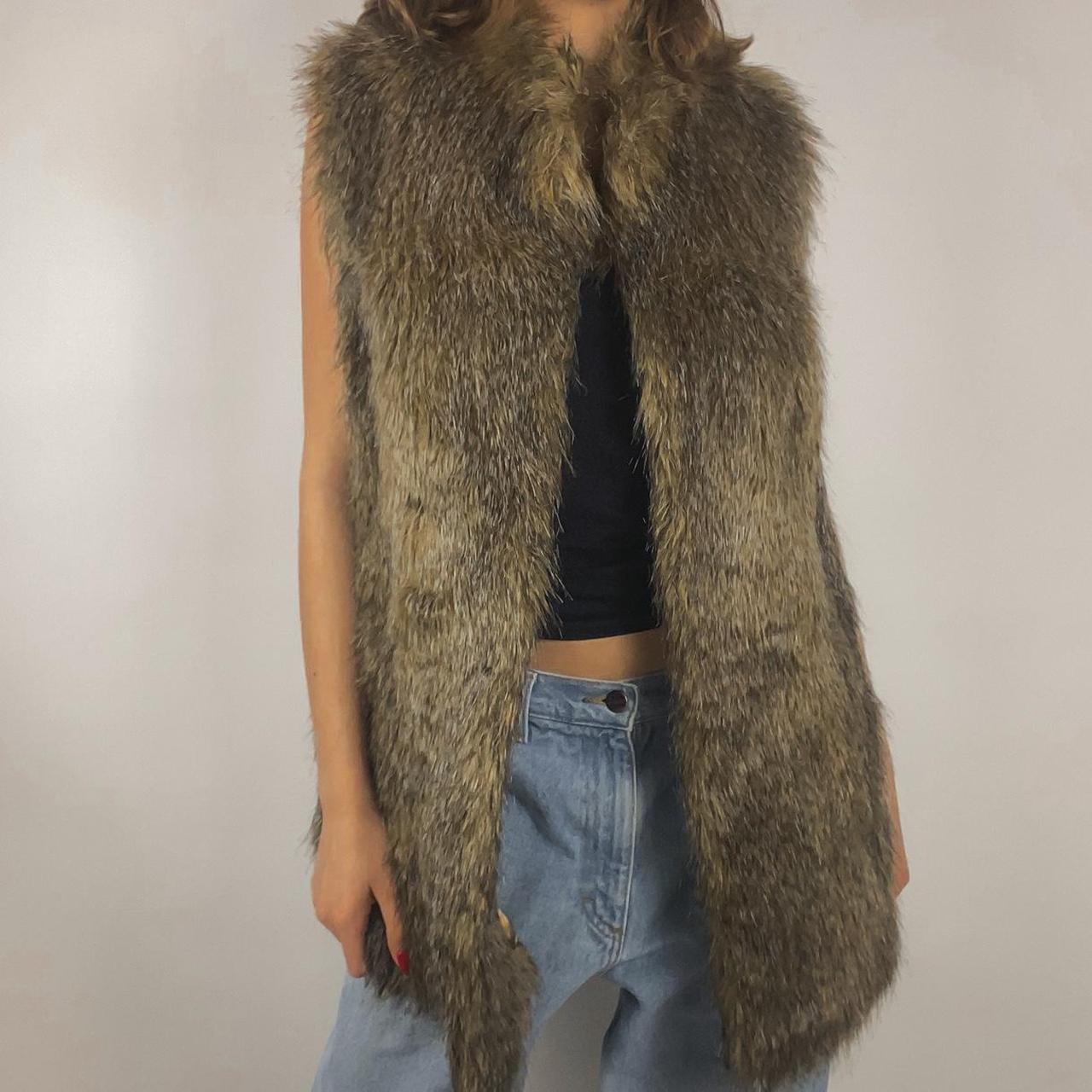 Rachel Zoe Women's Vest - Brown - L – Y2K Shaggy Faux Fox Fur Vest Top …