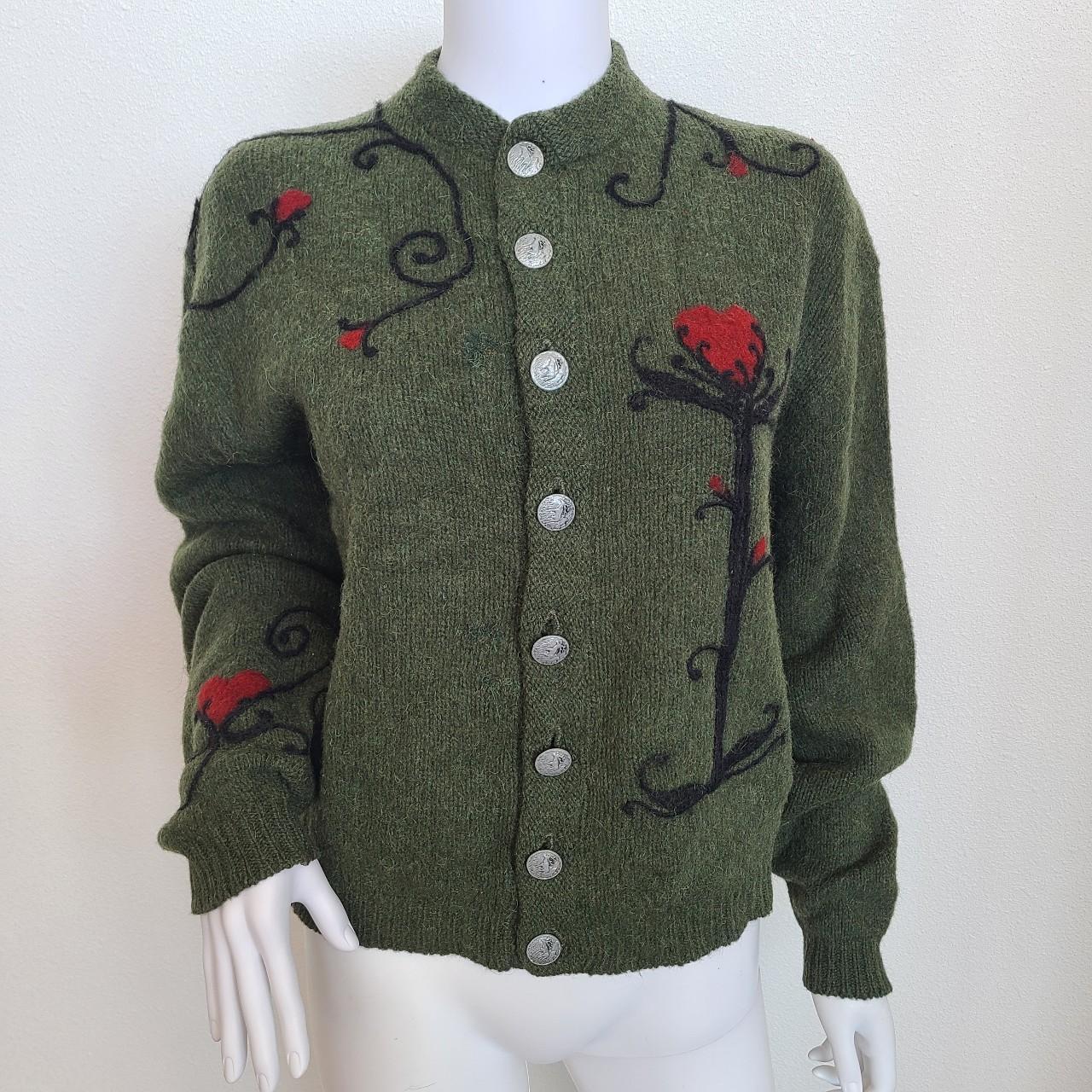 Vintage 60's moss green cardigan sweater by | Depop