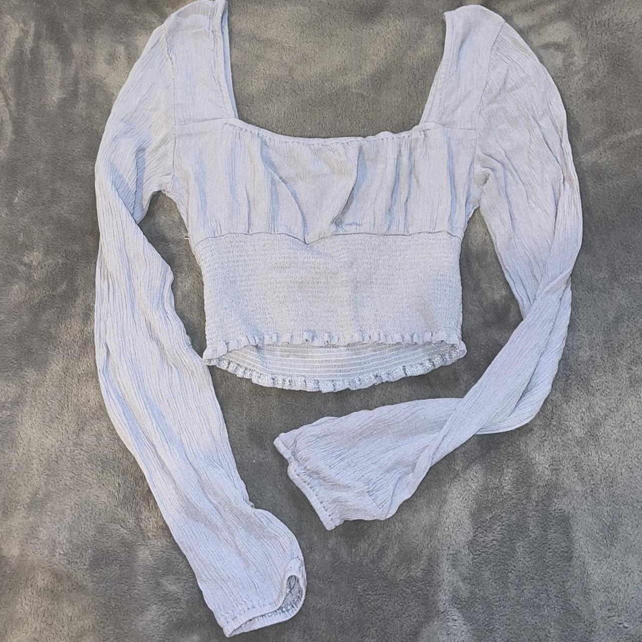 The most adorable cottage core style blue cropped... - Depop