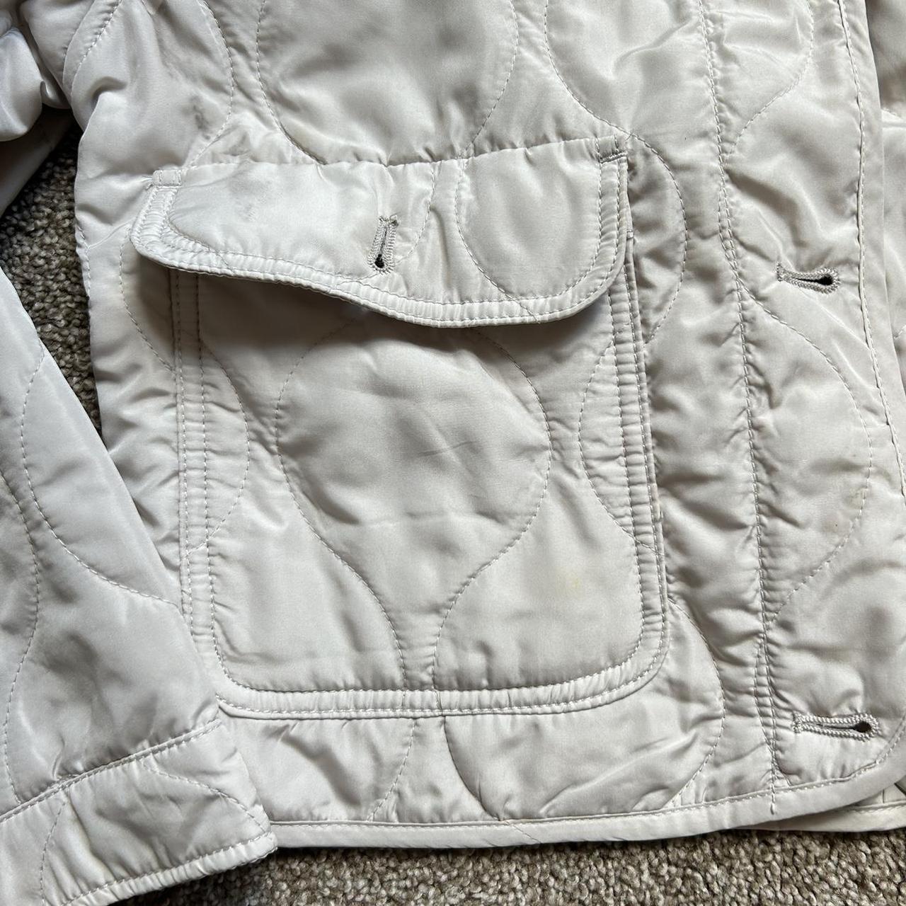 Cream quilted puffer lightweight jacket with a touch... Depop
