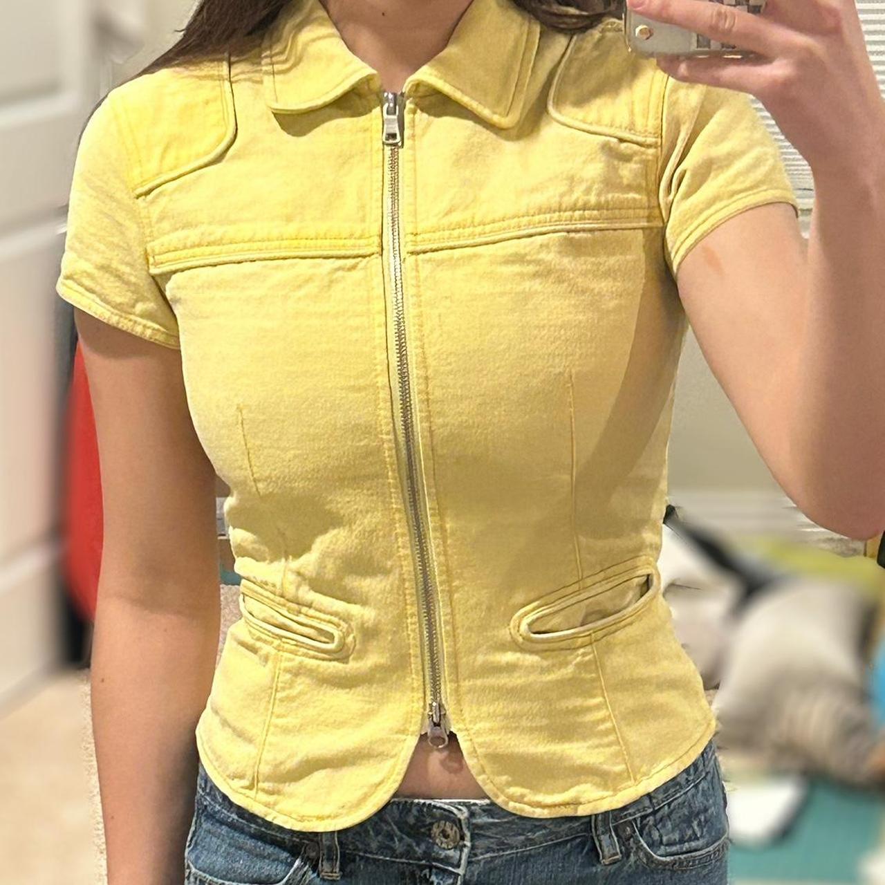 Armani Exchange Women's Yellow Top Depop