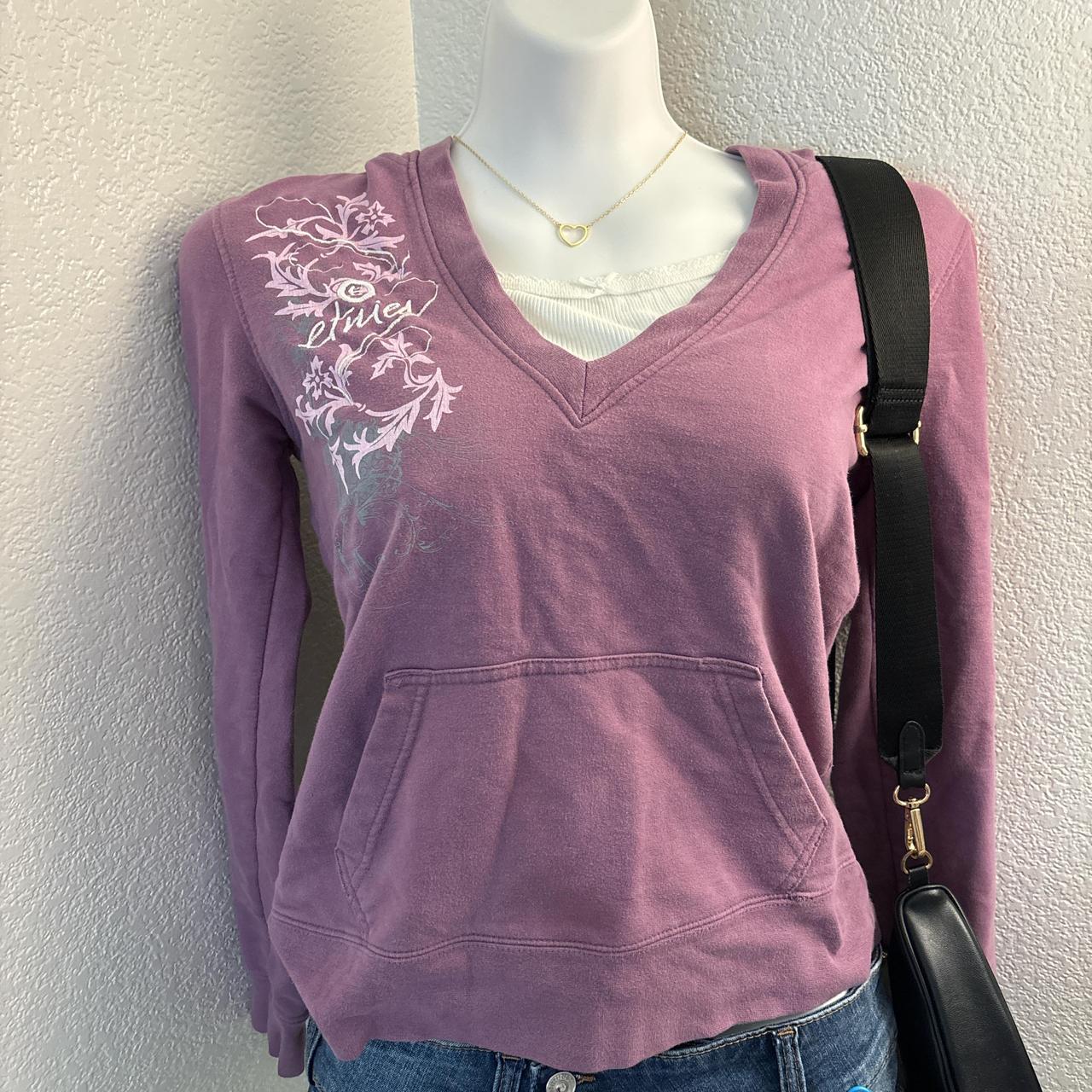 Etnies Women's Hoodie Purple M – Y2K Etnies Purple Floral